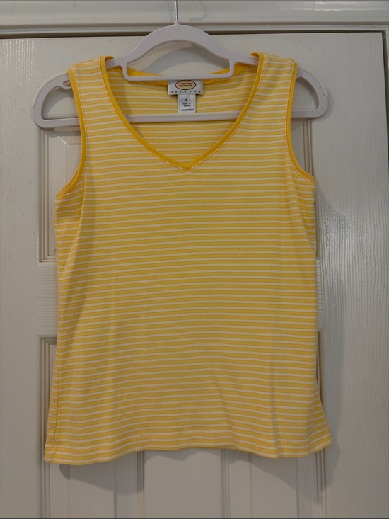 Talbots Tops - Talbots Yellow and White Striped V-Neck Tank